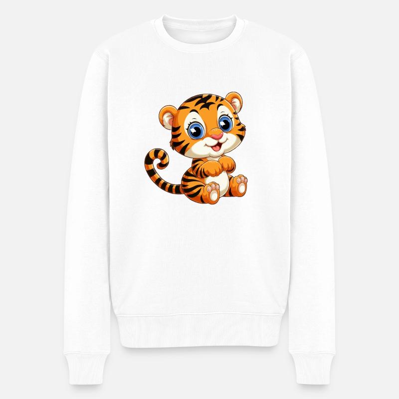 Tigerbaby - Männer Premium Bio Pullover - Weiß