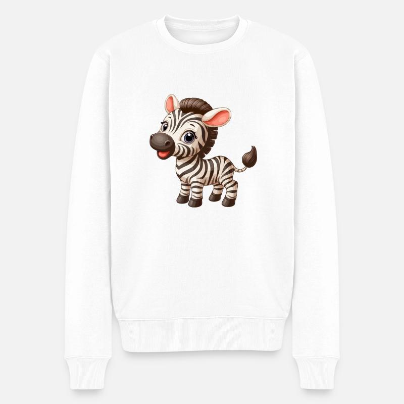 Zebra-Kind - Männer Premium Bio Pullover - Weiß
