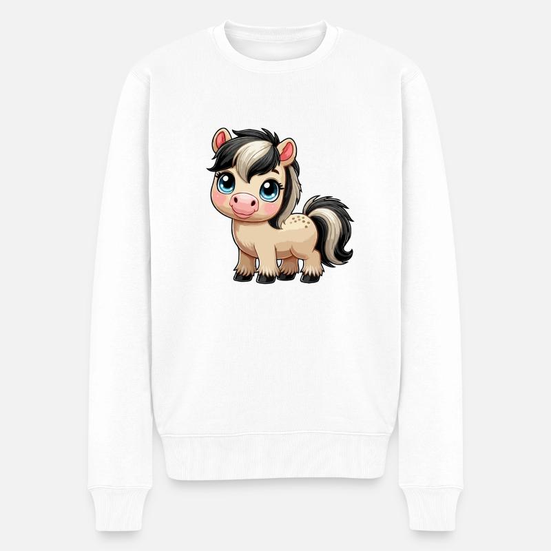 Welsches Ponykind - Männer Premium Bio Pullover - Weiß
