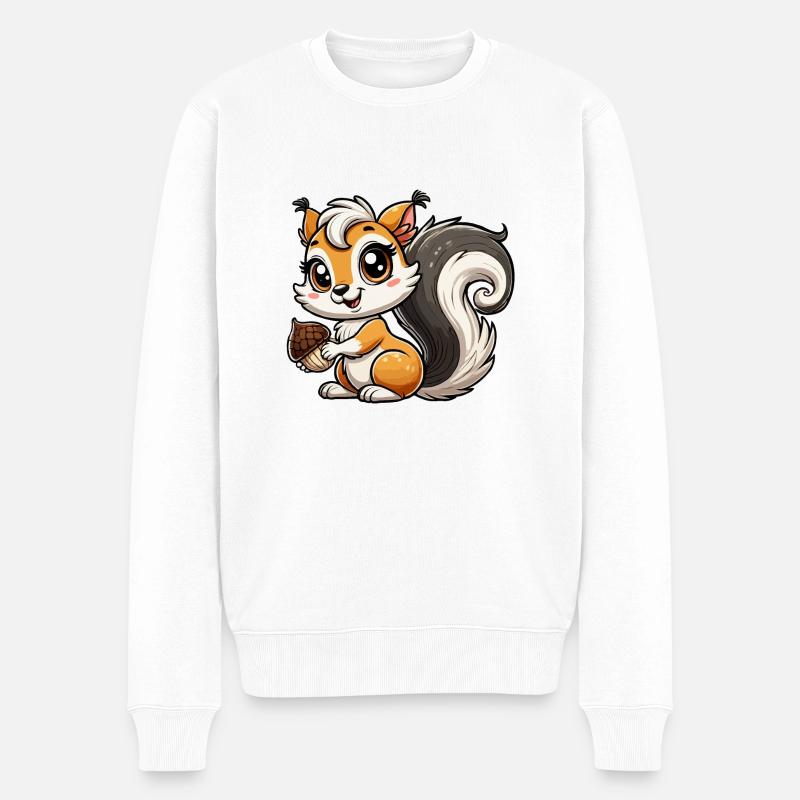Mädchen Eichhörnchen - Männer Premium Bio Pullover - Weiß