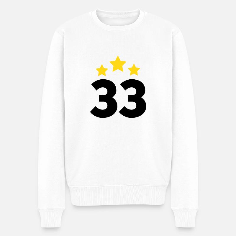33 Jahre Stern - Geschenk zum 33. Jubiläum - Männer Premium Bio Pullover - Weiß