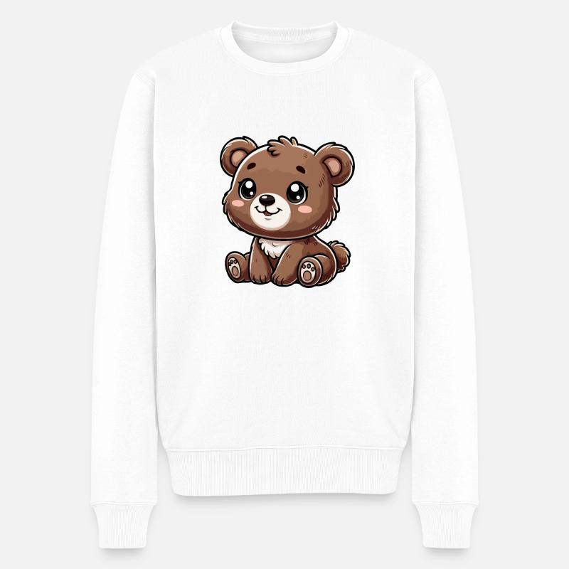 Braunbär-Kind - Männer Premium Bio Pullover - Weiß