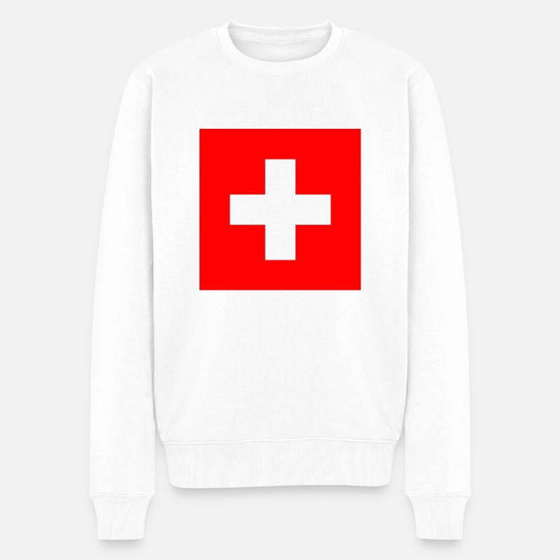 Schweiz - Männer Premium Bio Pullover - Weiß