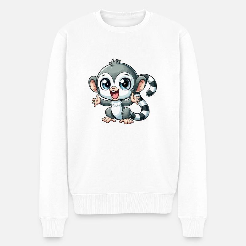 Lémurien catta - Pull Premium bio Homme - blanc