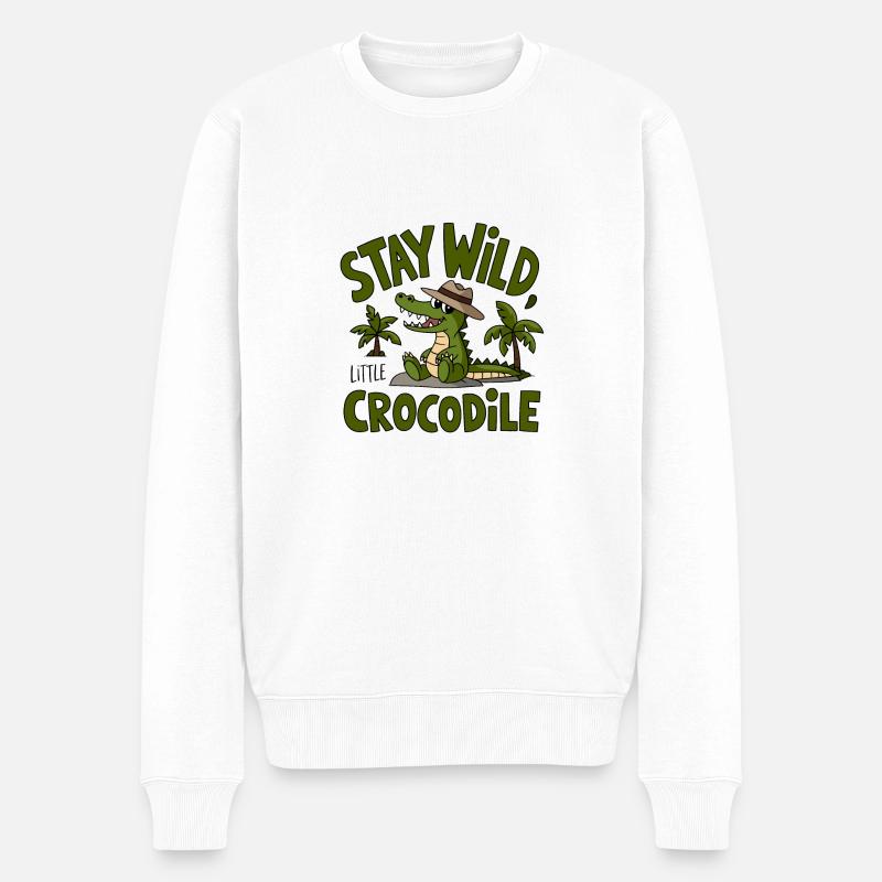 Wilder Kroko-Vibe - Männer Premium Bio Pullover - Weiß