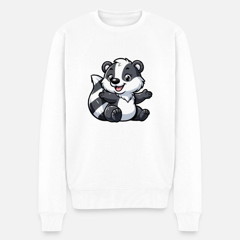 Waschbär Kind - Männer Premium Bio Pullover - Weiß