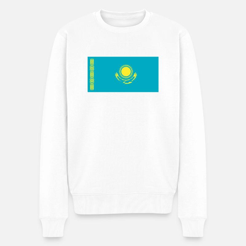 Kasachstan - Männer Premium Bio Pullover - Weiß