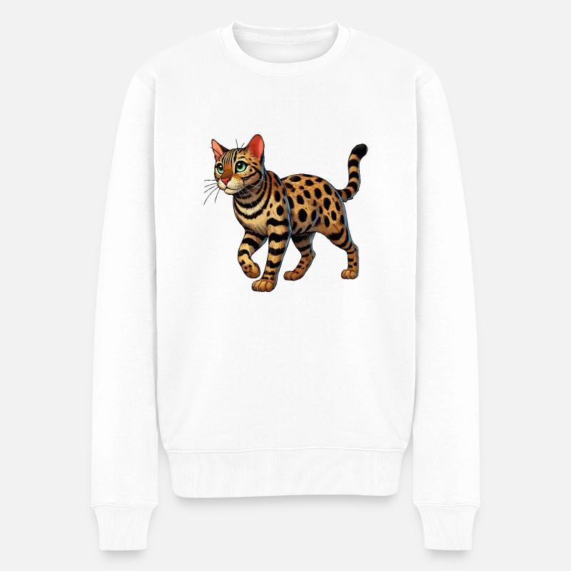 Chat Bengal - Pull Premium bio Homme - blanc