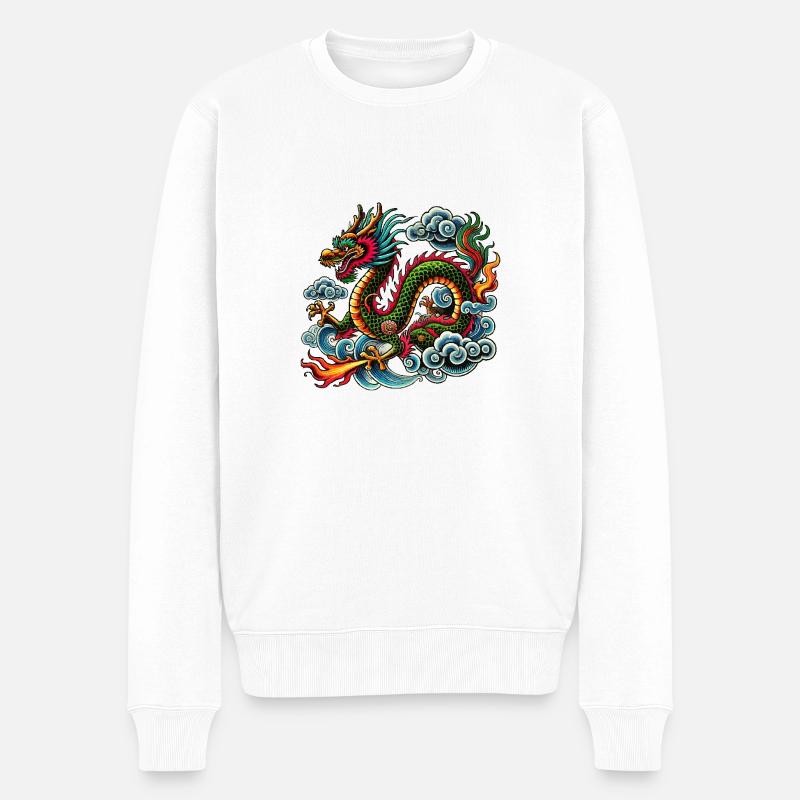 drache comic china - Männer Premium Bio Pullover - Weiß