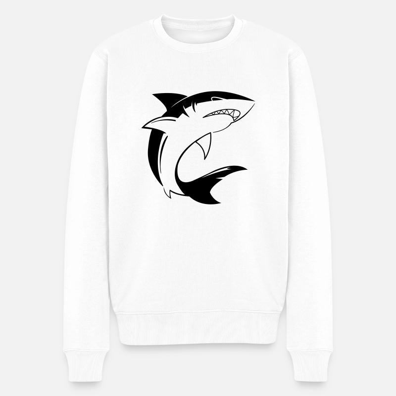 Hai Shark - Männer Premium Bio Pullover - Weiß