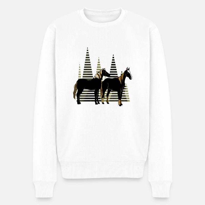 Pferde - Männer Premium Bio Pullover - Weiß