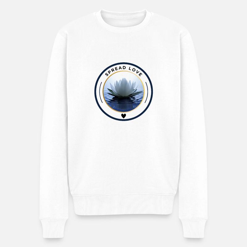 Déclaration - Lotus - Répandez l’amour - Pull Premium bio Homme - blanc