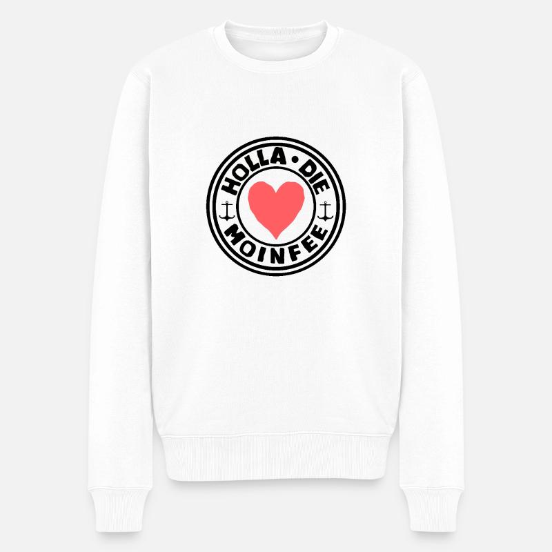 Oha Holla die MoinFee Nordsee Ostsee Norden - Männer Premium Bio Pullover - Weiß