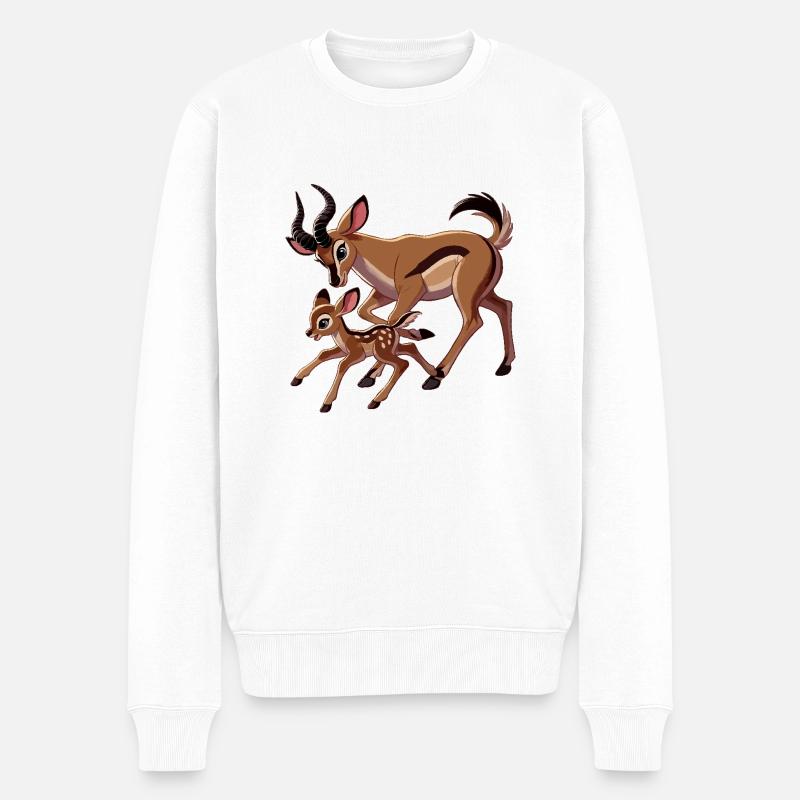 Mère antilope avec ses petits - Pull Premium bio Homme - blanc
