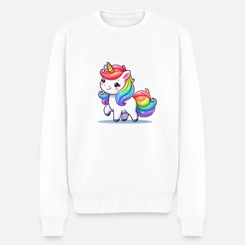 Unicorn Comic - Männer Premium Bio Pullover - Weiß