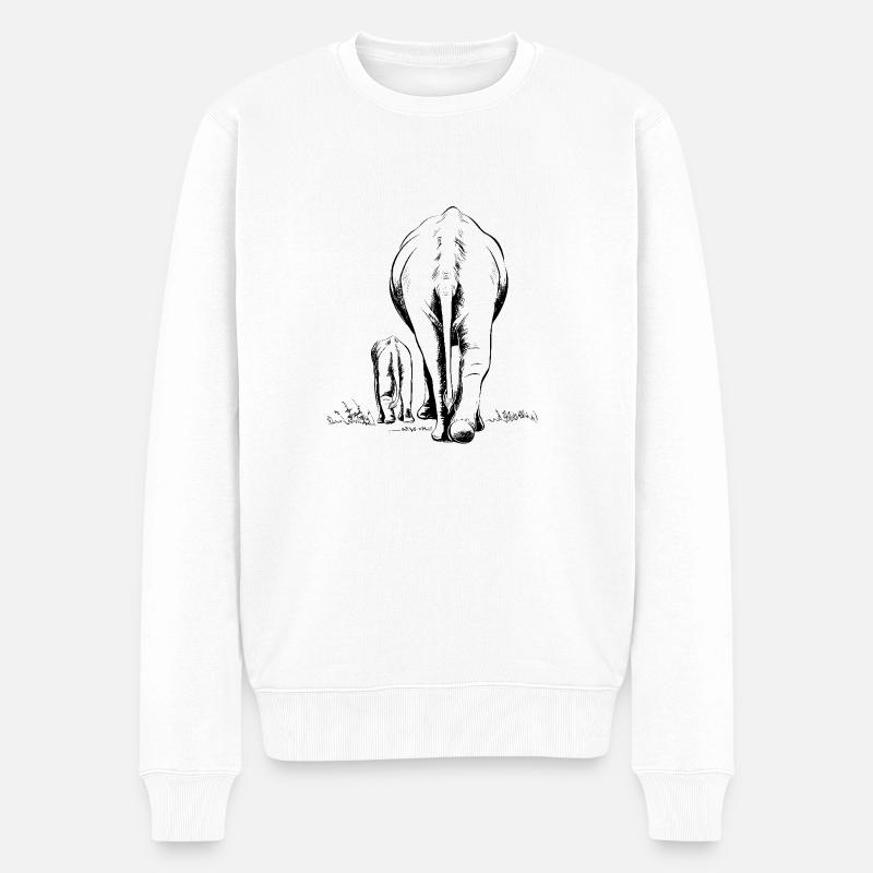 Zwei Elefanten - Männer Premium Bio Pullover - Weiß