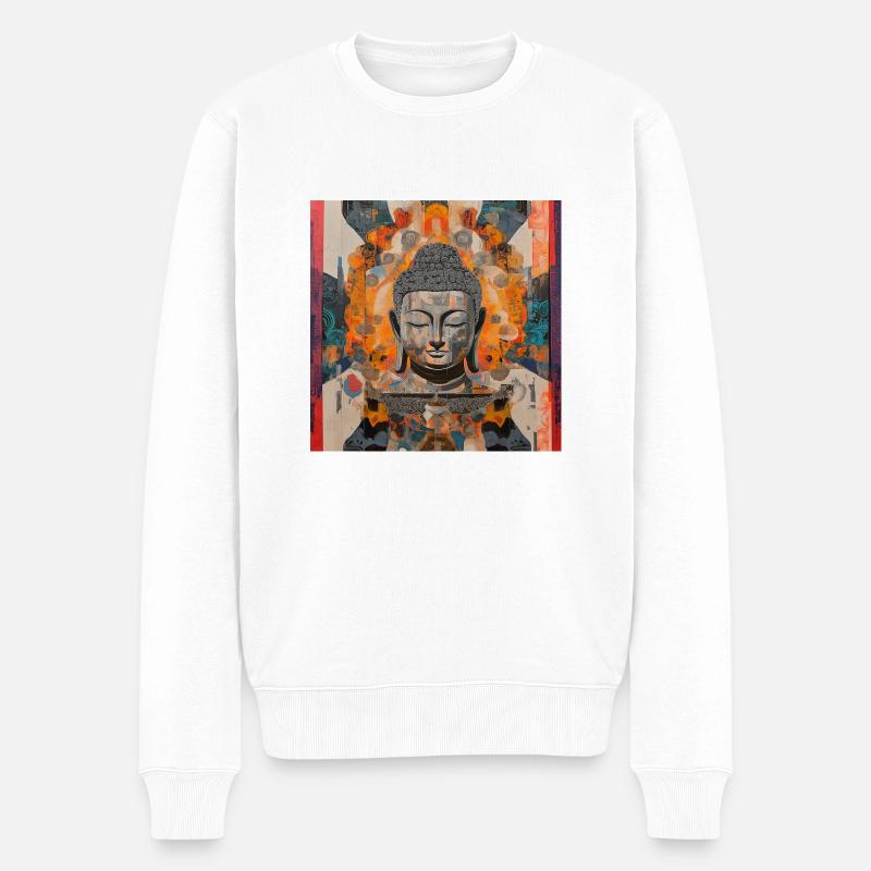 Buddha Enlightenment Mandala - Männer Premium Bio Pullover - Weiß