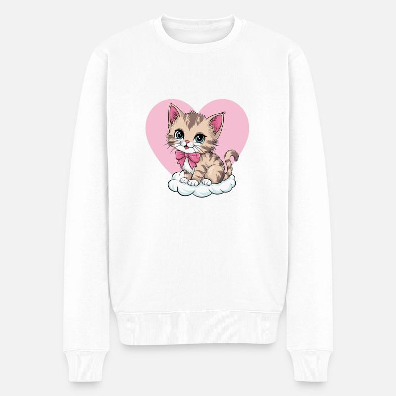 Love Meow - Männer Premium Bio Pullover - Weiß