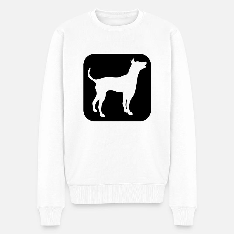 Hund Silhouette Symbol Button Logo Quadrat Cool - Männer Premium Bio Pullover - Weiß