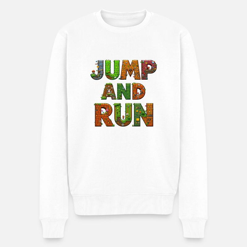 jump and run 2 - Männer Premium Bio Pullover - Weiß