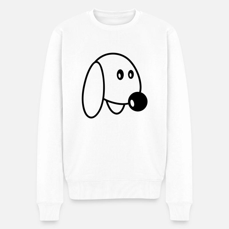 Hund Gesicht Kleines Glückliches Haustier Kopf Süß - Männer Premium Bio Pullover - Weiß
