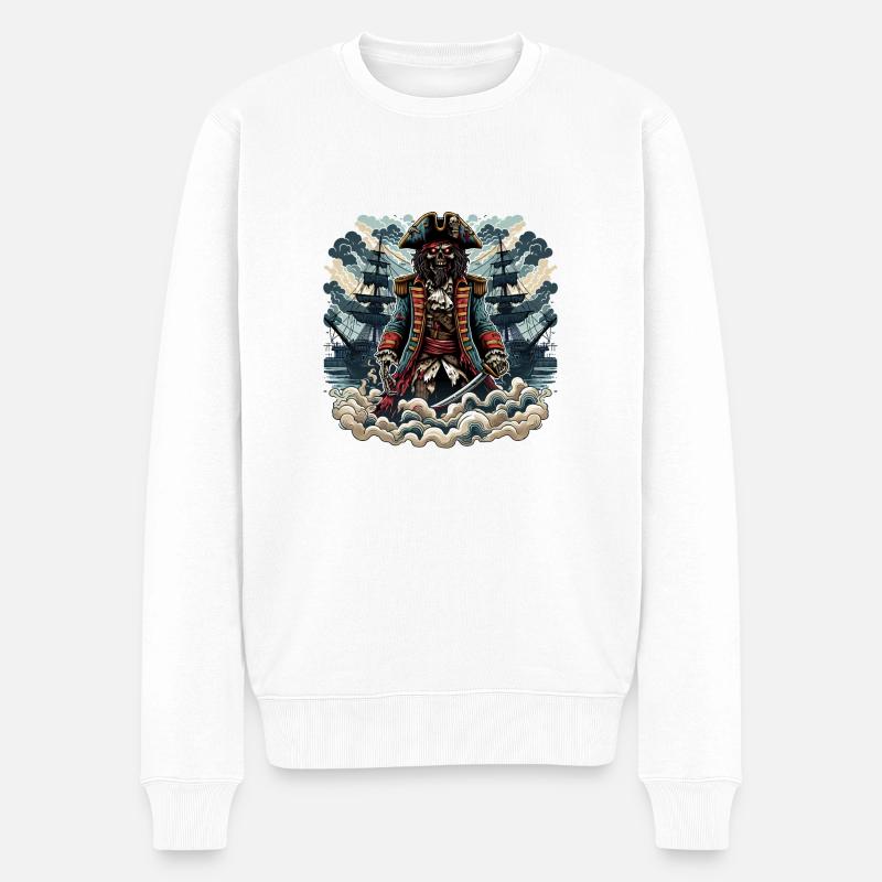 Zombiepirate - Männer Premium Bio Pullover - Weiß