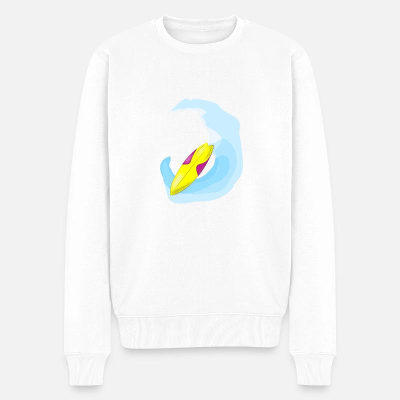 Surfbrett - Männer Premium Bio Pullover - Weiß