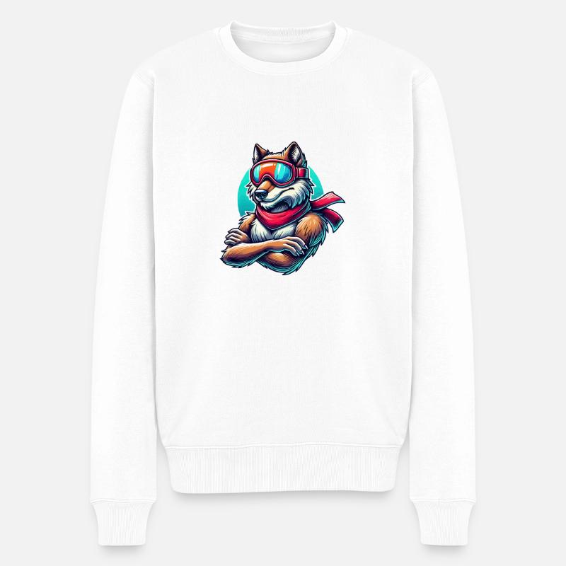 wolf skibrille - Männer Premium Bio Pullover - Weiß