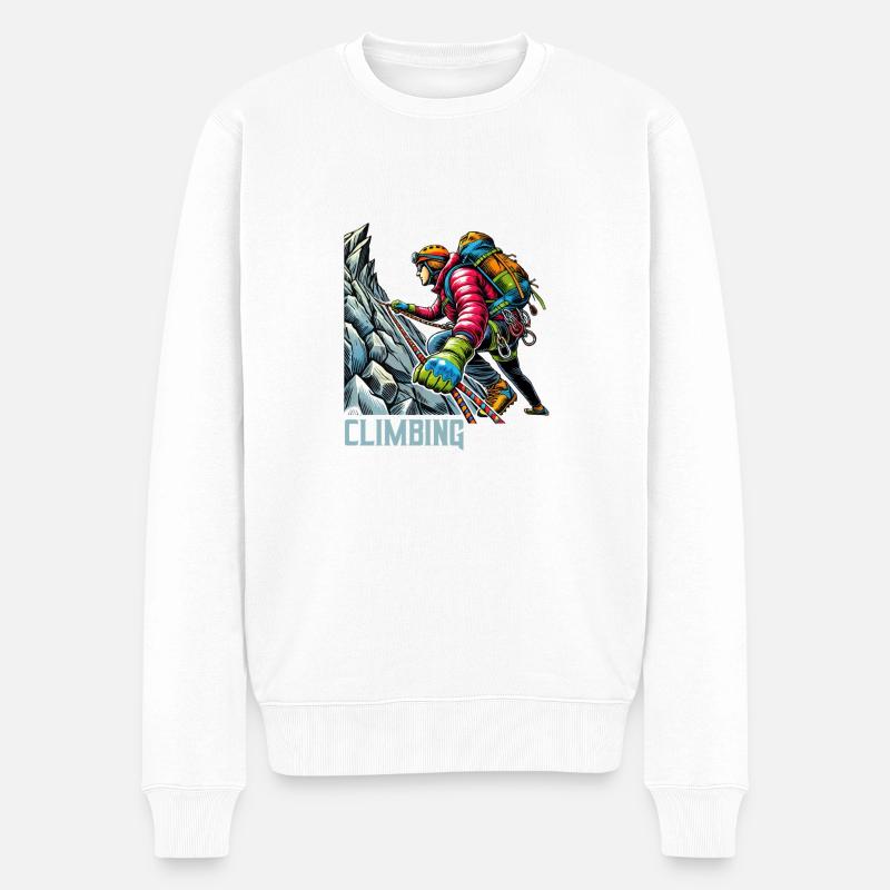 Bergsteiger Climbing - Männer Premium Bio Pullover - Weiß