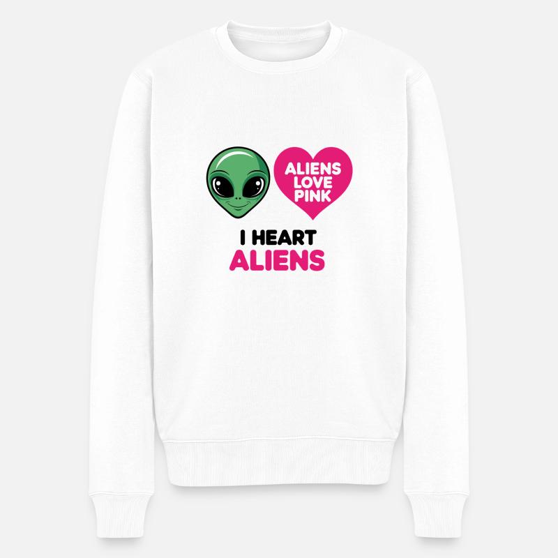 Außerirdische lieben Pink - Männer Premium Bio Pullover - Weiß