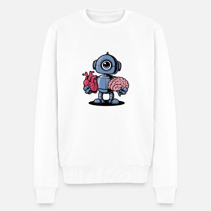Robot cœur vs cerveau - Pull Premium bio Homme - blanc
