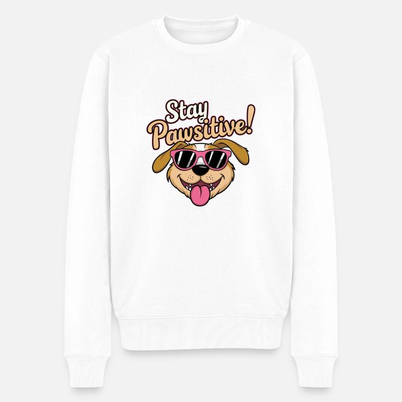 Stay Pawsitive! - Männer Premium Bio Pullover - Weiß
