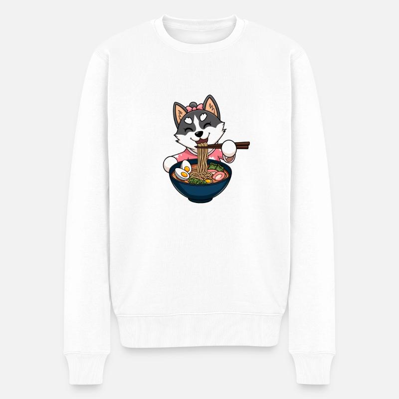 Ramen Husky - Männer Premium Bio Pullover - Weiß