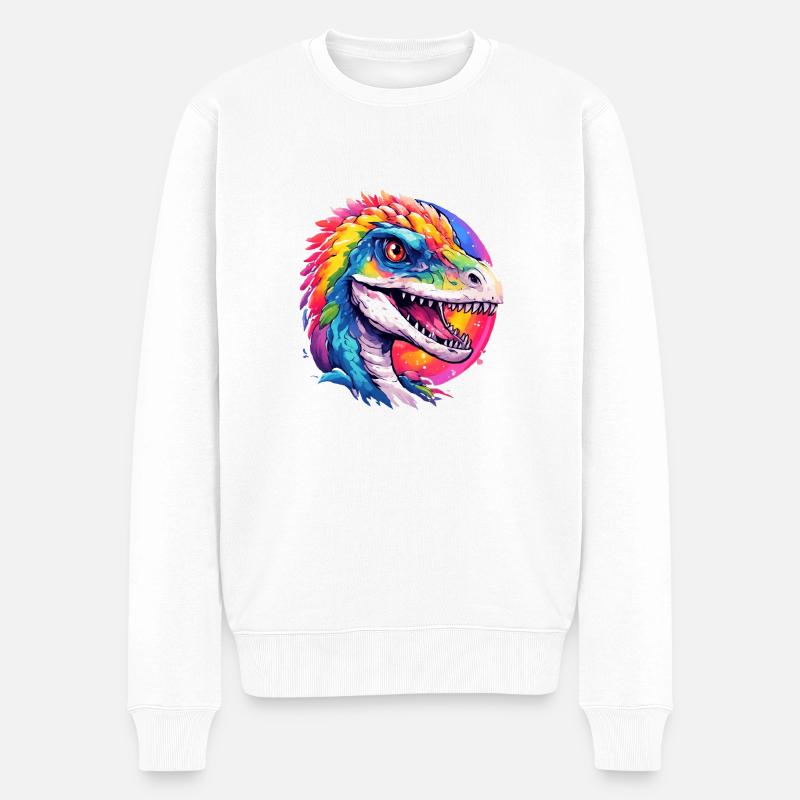 Dino arc-en-ciel - Pull Premium bio Homme - blanc