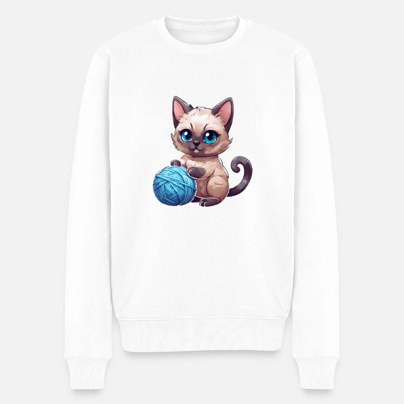 Chat avec de la laine - Pull Premium bio Homme - blanc