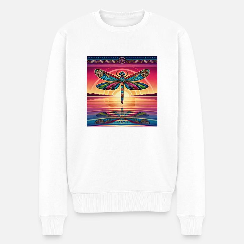 Kraftier Libelle - Männer Premium Bio Pullover - Weiß