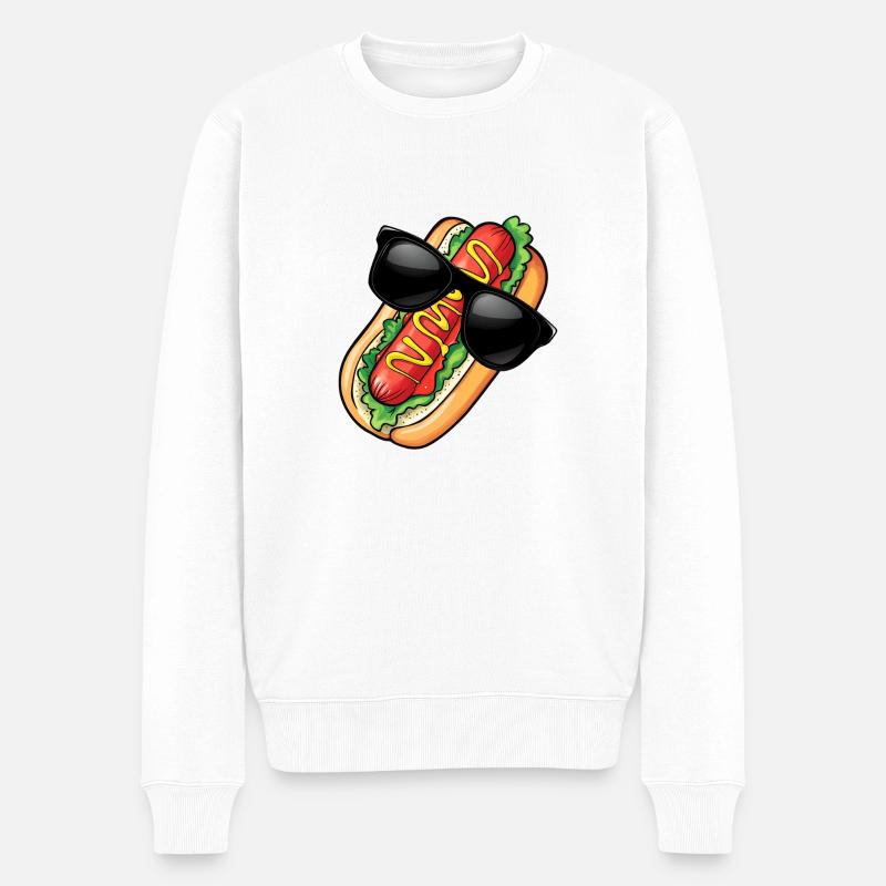 Hot Dog Sonnenbrille - Männer Premium Bio Pullover - Weiß