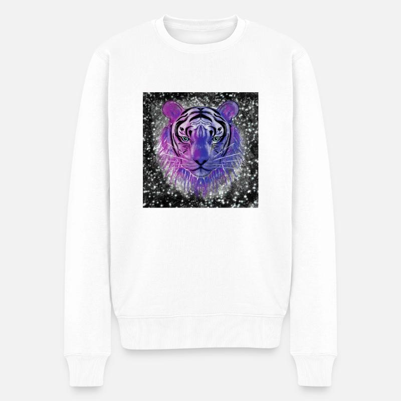 Tiger "Wild Spirit" - Männer Premium Bio Pullover - Weiß