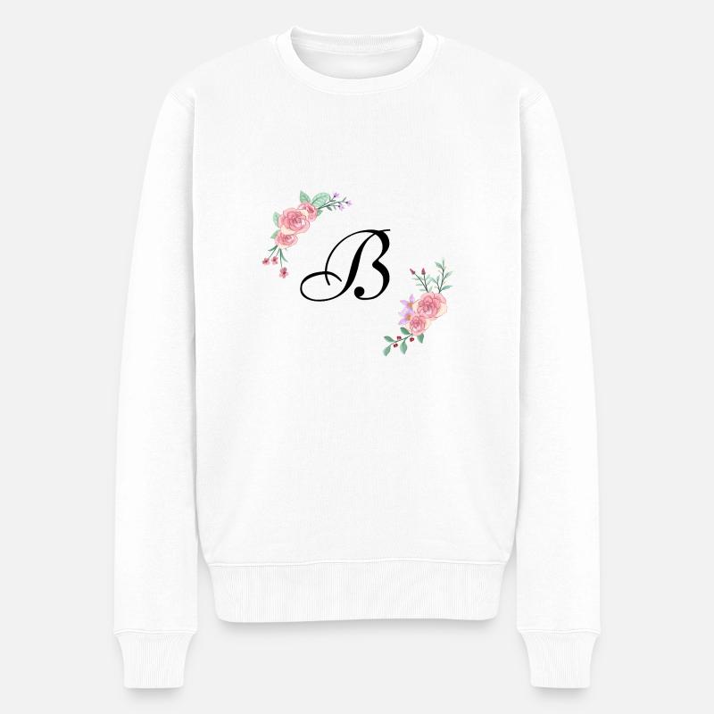 Lettre b florale rose - Pull Premium bio Homme - blanc