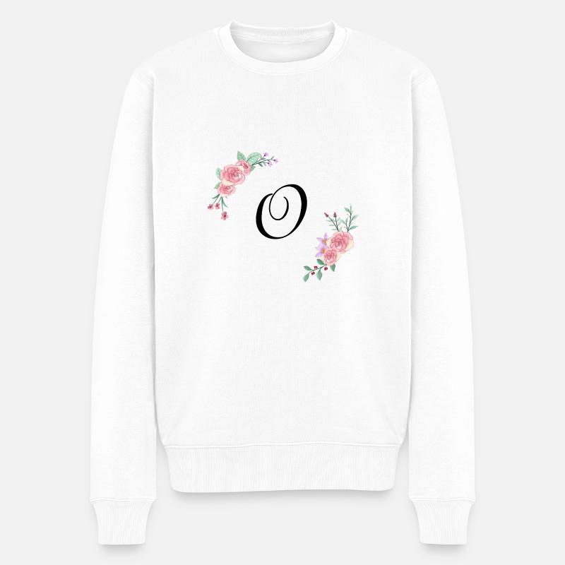 Lettre o florale rose - Pull Premium bio Homme - blanc