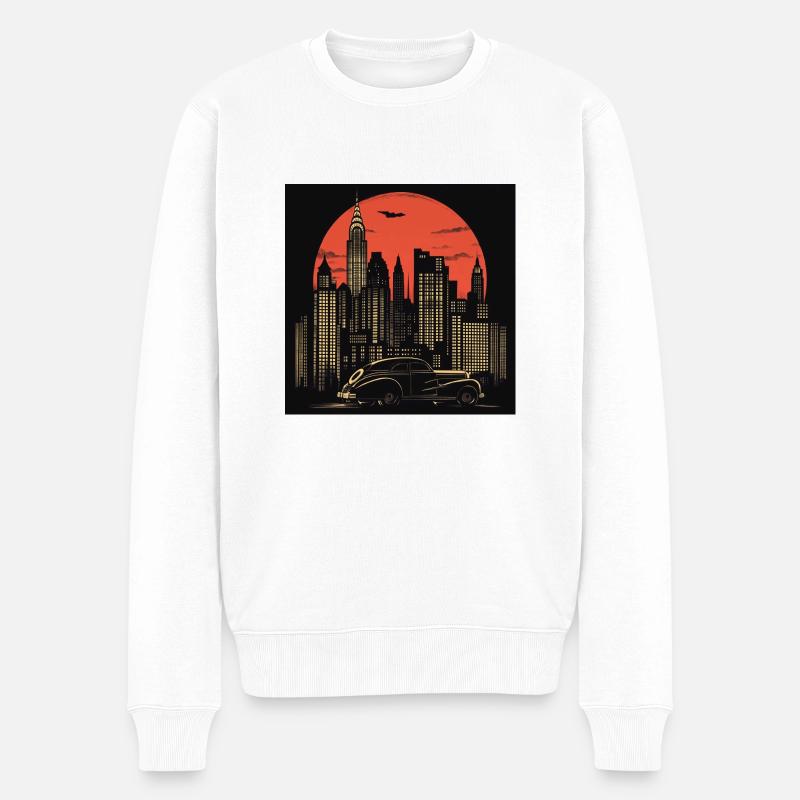 New York night - Männer Premium Bio Pullover - Weiß