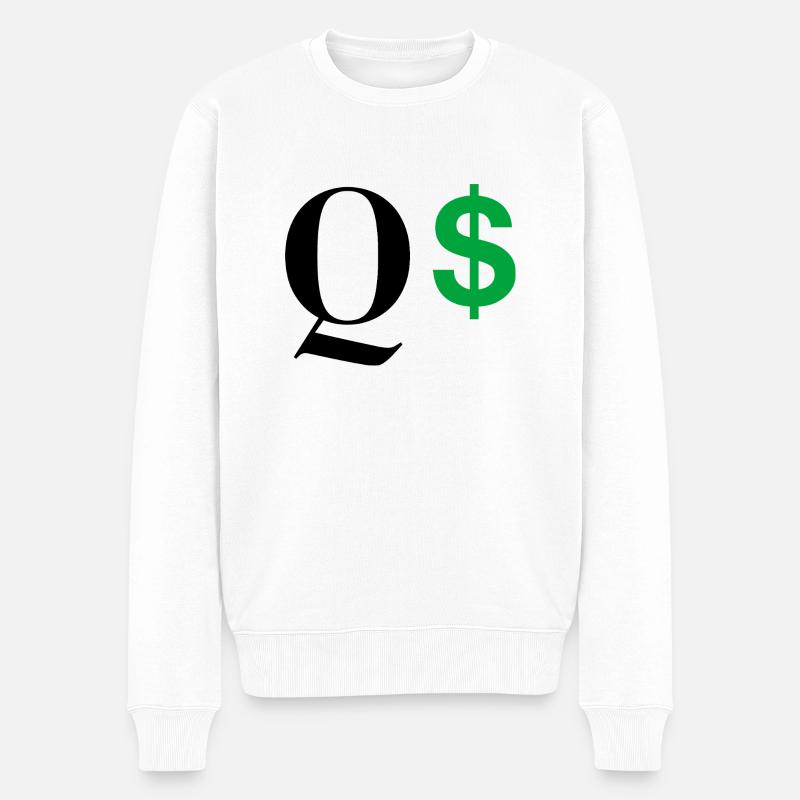 Buchstabe q dollar - Männer Premium Bio Pullover - Weiß