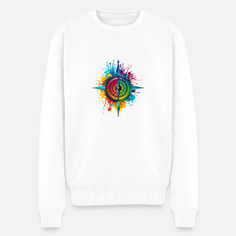 Kompass - Männer Premium Bio Pullover - Weiß