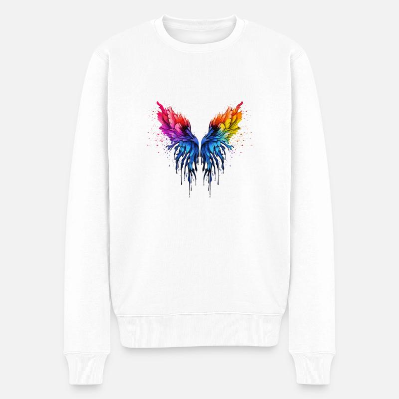 Ailes arc-en-ciel - Pull Premium bio Homme - blanc