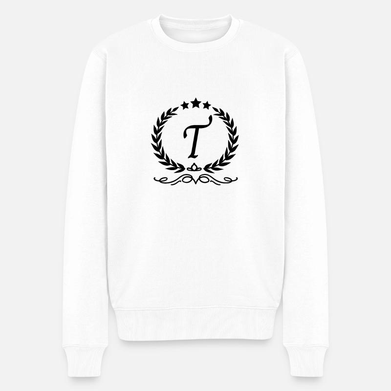 Buchstabe t Krone - Männer Premium Bio Pullover - Weiß