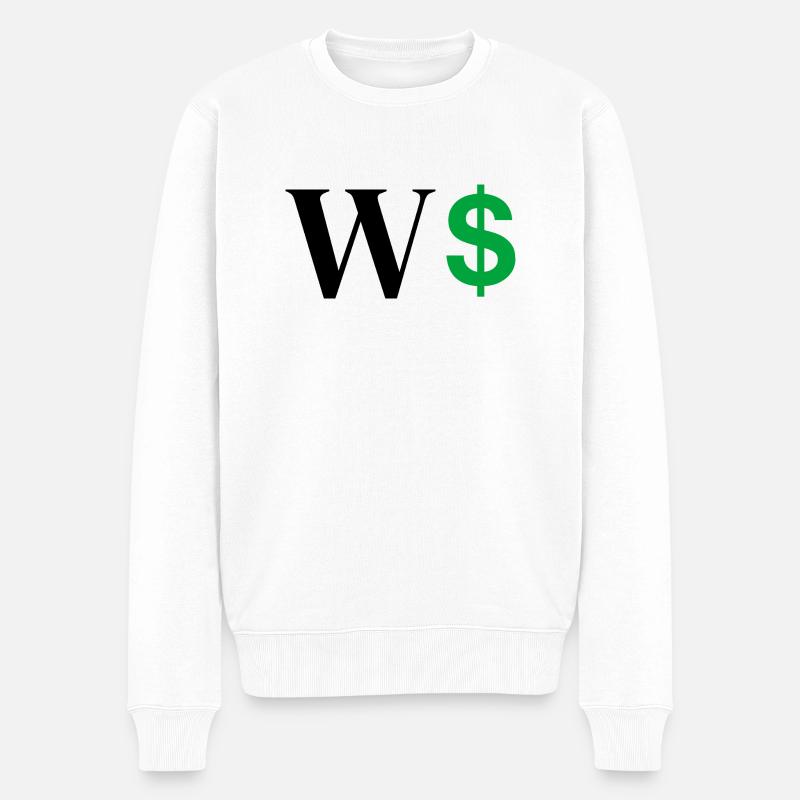 Buchstabe w Dollar - Männer Premium Bio Pullover - Weiß