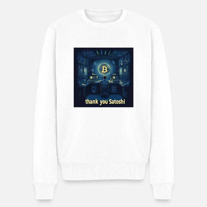 Bitcoin Satoshi - Männer Premium Bio Pullover - Weiß
