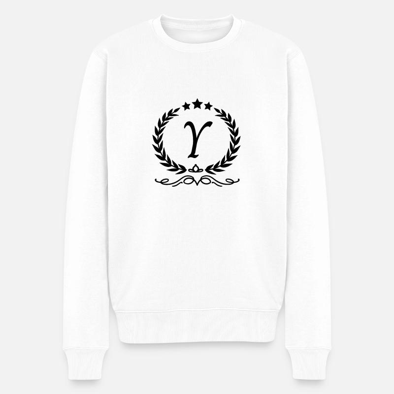 Buchstabe y Krone - Männer Premium Bio Pullover - Weiß