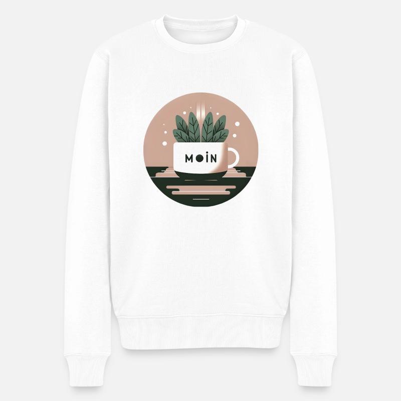 Moin Pflanzentasse - Männer Premium Bio Pullover - Weiß