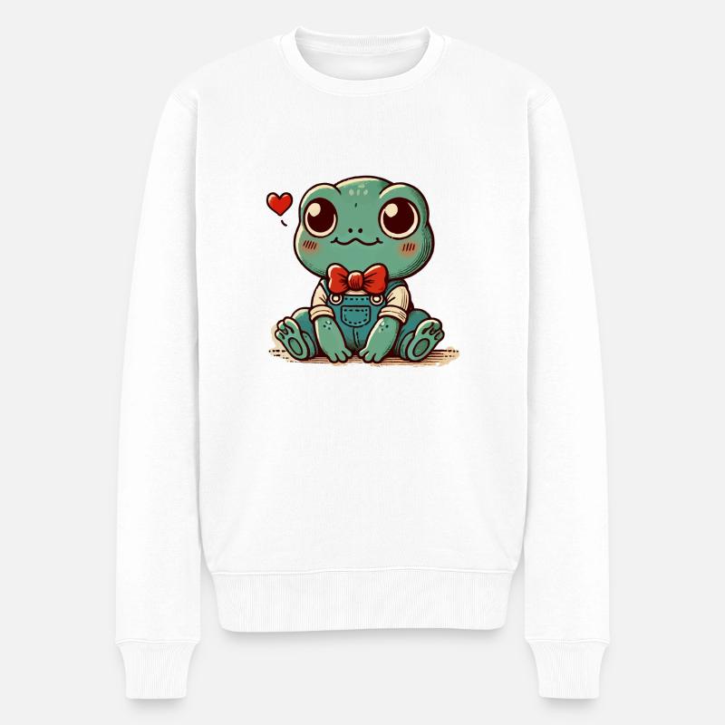mignonne grenouille avec coeur - Pull Premium bio Homme - blanc